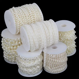 2-10เมตร ABS เลียนแบบลูกปัดมุกโซ่ Trim Garland ดอกไม้ DIY งานแต่งงานตกแต่งเจ้าสาวหมวกหัตถกรรมอุปกรณ์เย็บผ้า