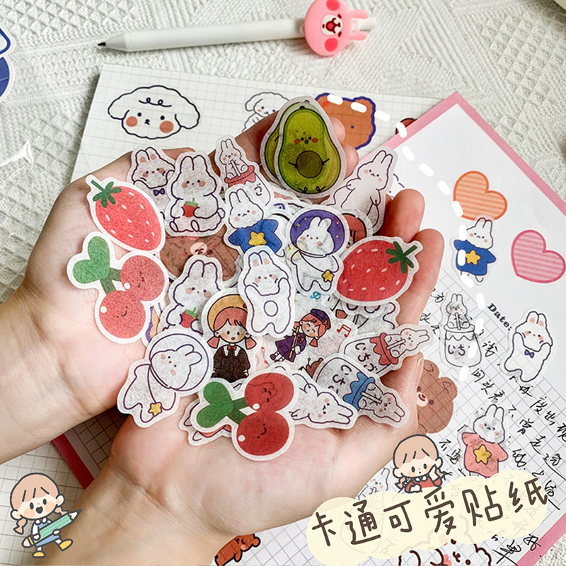 สติกเกอร์กระดาษ ลายการ์ตูน เรียบง่าย สำหรับตกแต่งมือถือ แก้วน้ำ 40 ชิ้น