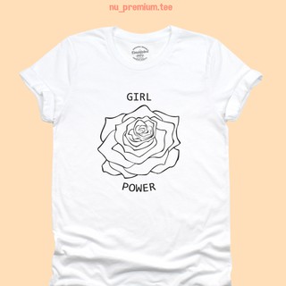 เสื้อยืดลาย Girl Power ดอกกุหลาบ เสื้อยืดวัยรุ่น มีหลายสี ไซส์ S - 2XL