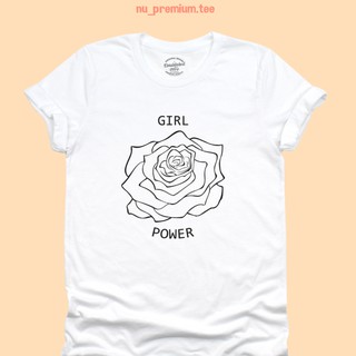 ขายดี!เสื้อยืดลาย Girl Power ดอกกุหลาบ เสื้อยืดวัยรุ่น มีหลายสี ไซส์ S - 2XLS-5XL