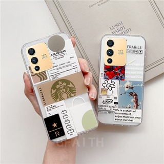 ใหม่ เคสโทรศัพท์มือถือแบบนิ่ม TPU ใส กันกระแทก ลายดอกไม้ Starbucks แฟชั่น สําหรับ VIVO V23 5G V23 2022