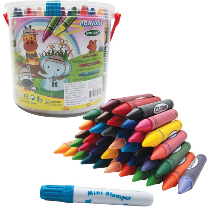 สีเทียนบรรจุถัง ขนาดซูปเปอร์จัมโบ้ 40แท่ง 24เฉดสี KidArt