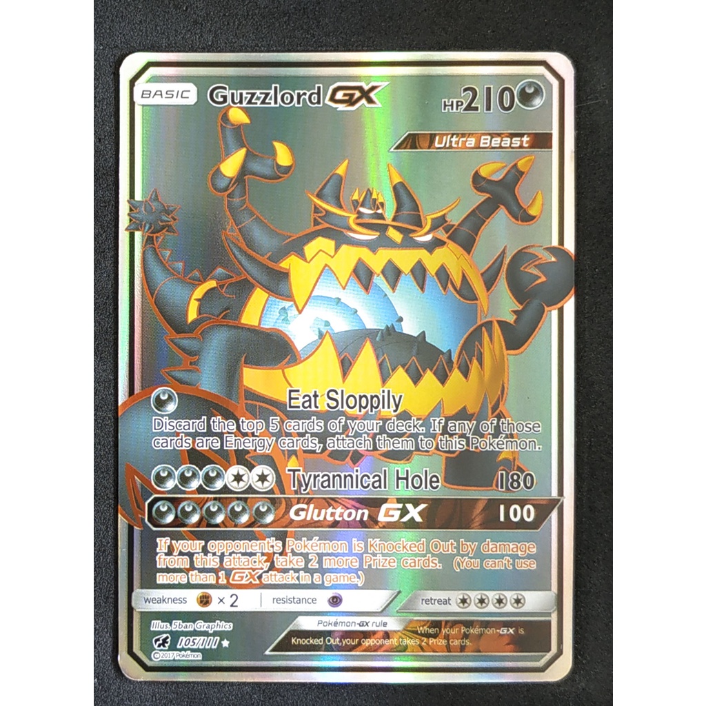 Guzzlord GX Card 105/111 อคูจิคิง Pokemon Card Gold Flash Light (Glossy) ภาษาอังกฤษ