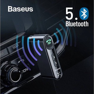 BASEUS Wireless Bluetooth 5.0 Car Kit แฮนด์ฟรี 3.5 มม.แจ็คตัวรับสัญญาณเสียง AUX อะแดปเตอร์ Car Accessories