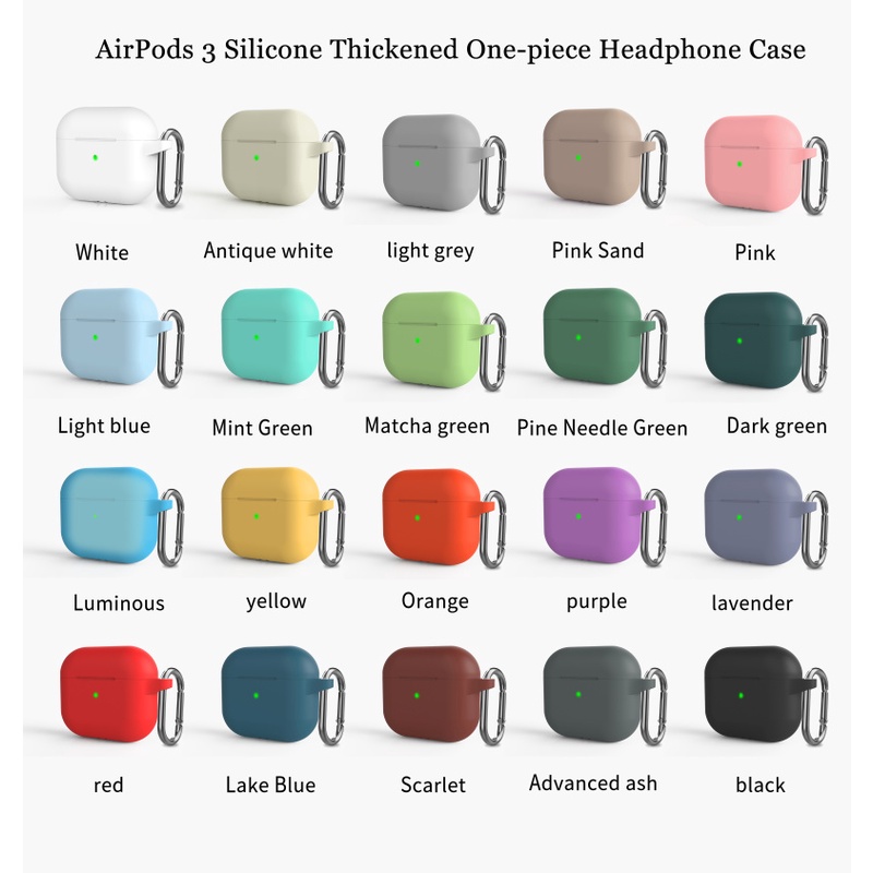 New 2021 เคส Airpods 3 เคส True Wireless หูฟังบลูทูธ AirPods3 Pure Color Silicone Soft Protective Co
