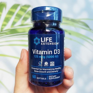 75% Sale!! EXP: 03/23 วิตามินดี 3 Vitamin D3: 125 mcg (5,000 IU) 60 Softgels (Life Extension®) เสริมภูมิต้านทาน