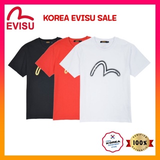 เสื้อยืดแขนสั้น คอกลม ผ้าฝ้าย ทรงหลวม พิมพ์ลายโลโก้ Evisu สไตล์เกาหลี แฟชั่นฤดูร้อน