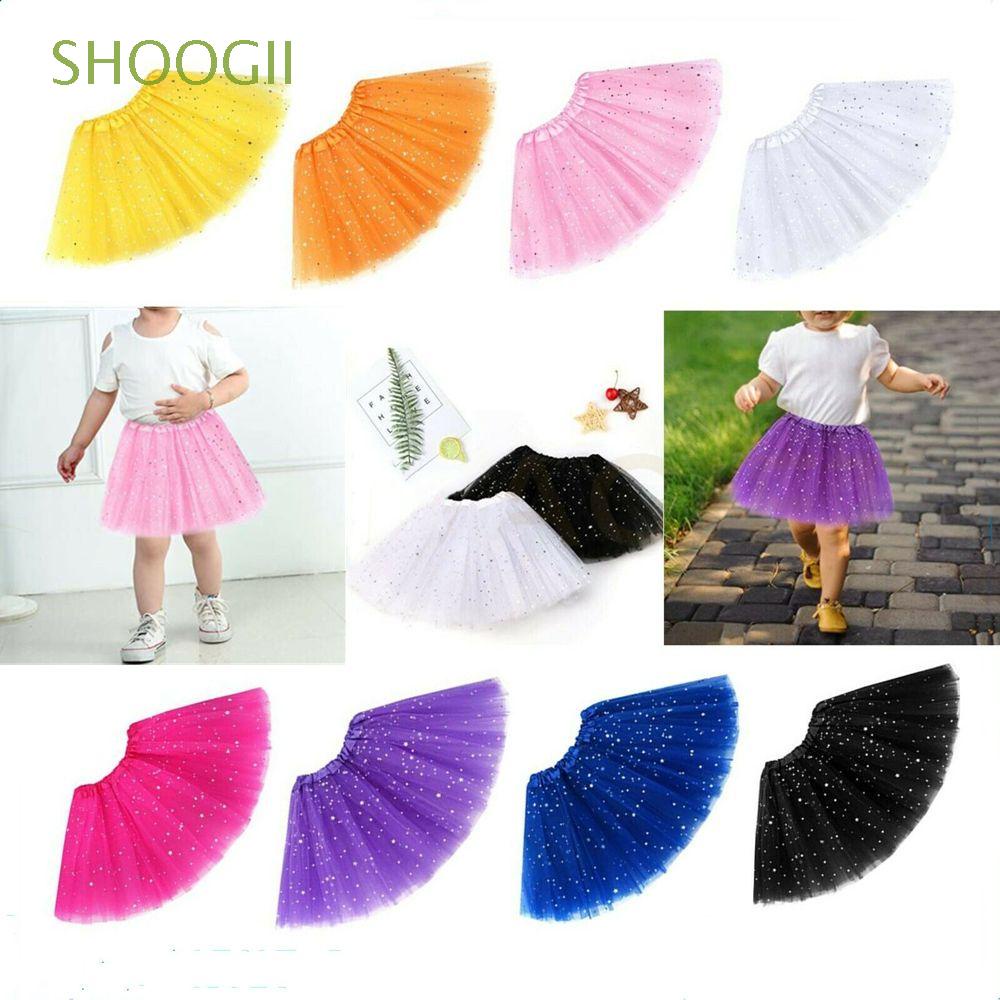 SHOOGII เด็กผู้หญิง 3 ชั้น TuTu กระโปรงบัลเล่ต์เต้นรําปาร์ตี้ชุด Petticoat เด็กของขวัญวันเกิด