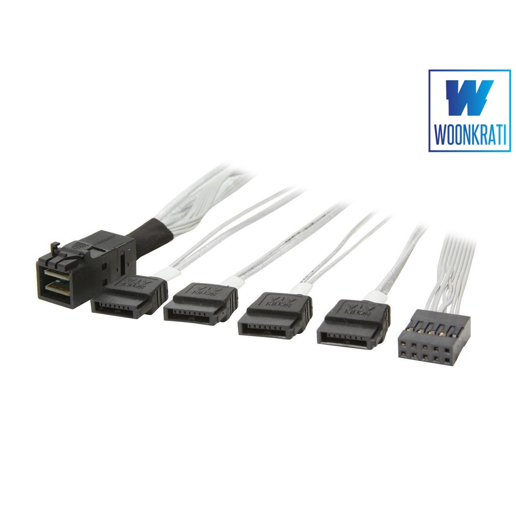 Adaptec Internal mini-SAS HD x4 to four x1 SATA fan-out cable with SFF-8448 sideband, used for conne