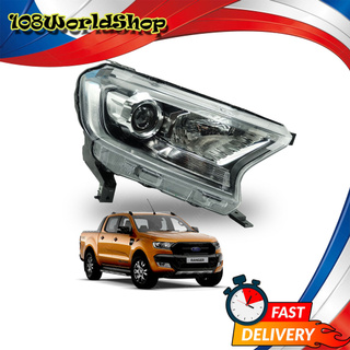 ไฟหน้า Projector R  Ford Ranger WT 2015-2017 โครเมียม+ดำ จำนวน 1 ชิ้น