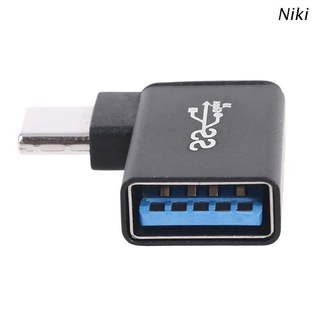 Niki อะแดปเตอร์แปลง USB C เป็น USB 3.0 ตัวเมีย 90 องศา สําหรับโทรศัพท์มือถือ แท็บเล็ต PC USB C เป็น USB 3.0 OTG