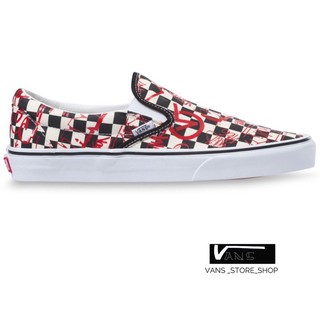 VANS SLIP ON CREW CHECKERBOARD RED TRUE WHITE SNEAKERS สินค้ามีประกันแท้