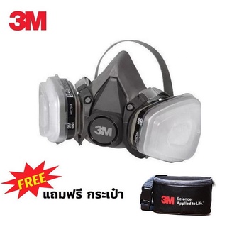 3M หน้ากากกันฝุ่นและสารเคมี รุ่น 6100 6200 6300 พร้อมตลับกรอง 6001, ฟิลเตอร์ 5N11,และ ฝาครอบ