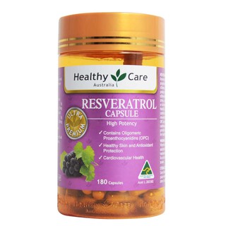 แท้ และล็อตใหม่สุด!!  Healthy Care Resveratrol with Grape Seed Extract 180 Capsules สินค้านำเข้า ของแท้100%