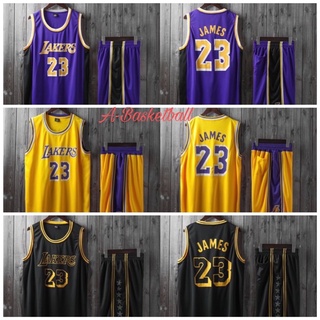 เสื้อบาส ชุดบาส ทีมLakers เบอร์23 มีชื่อนักบาสและมีเบอร์