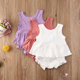 Innocence- ชุดเสื้อแขนกุด ระบายอากาศ สีพื้น สําหรับเด็กผู้หญิง