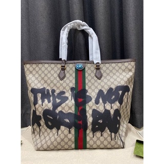 กระเป๋าสะพายหนัง กุชชี่ x บาเลน The hacker graffiti tote bag Size 22.5”