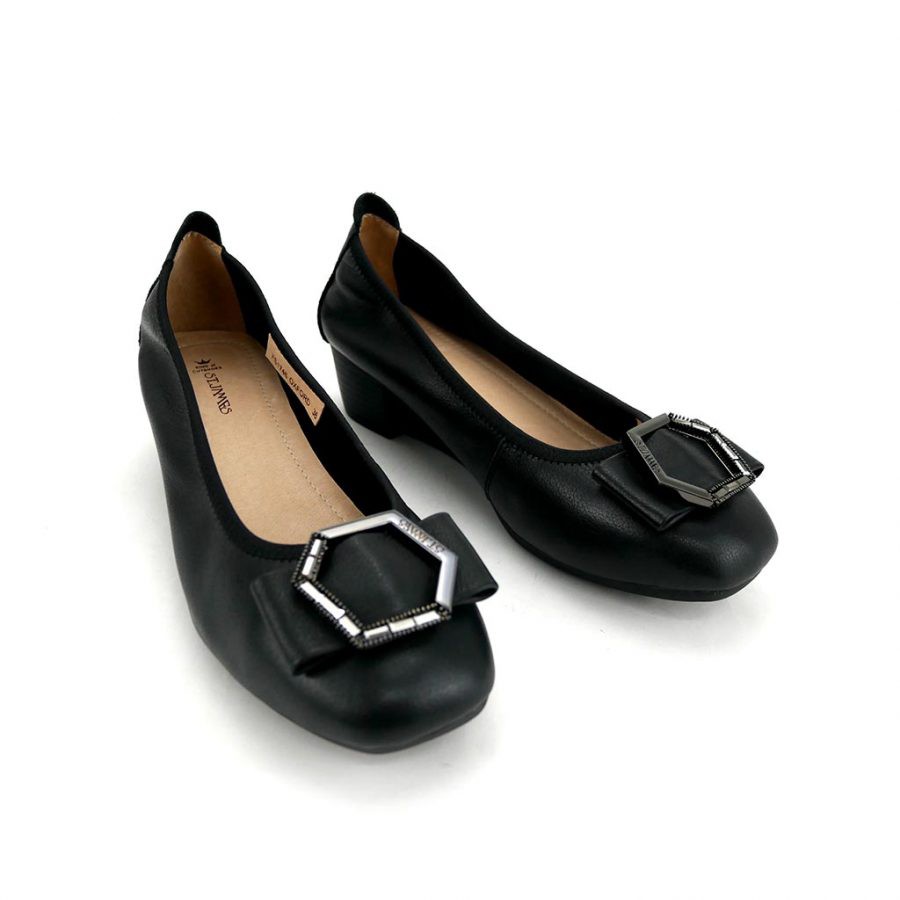 ST.JAMES รองเท้าคัทชู หัวตัด ส้นเตารีด OXFORD 1.5 นิ้ว–BLACK