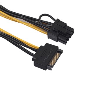 ✦ สายเคเบิลอะแดปเตอร์พาวเวอร์ซัพพลาย SATA 15pin เป็น 8pin(6+2) PCI-E PCI-Express