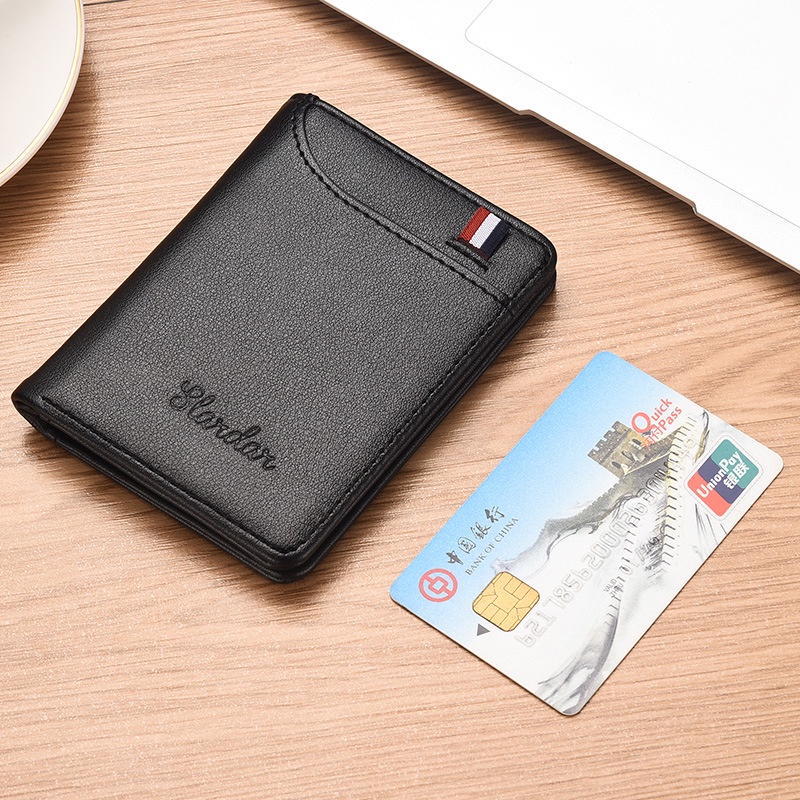 【กระเป๋าบ้า】กระเป๋าสตางค์ ใส่บัตรได้ ขนาดเล็ก แนวตั้ง แบบบางพิเศษ สําหรับผู้ชาย