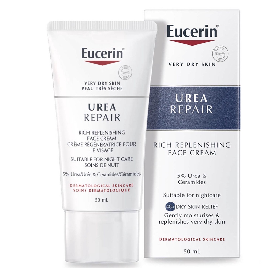 Eucerin® Dry Skin Replenishing Face Cream Night 5% Urea with Lactate (50ml)/Eucerin® Dry Skin Replenishing Face Cream 5%