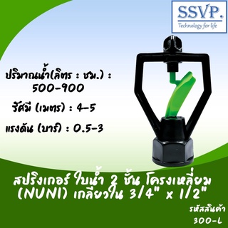สปริงเกอร์ ใบน้ำ 2 ชั้น โครงเหลี่ยม (NUNI)  เกลียวใน ขนาด 3/4 x 1/2" รหัสสินค้า 300-L