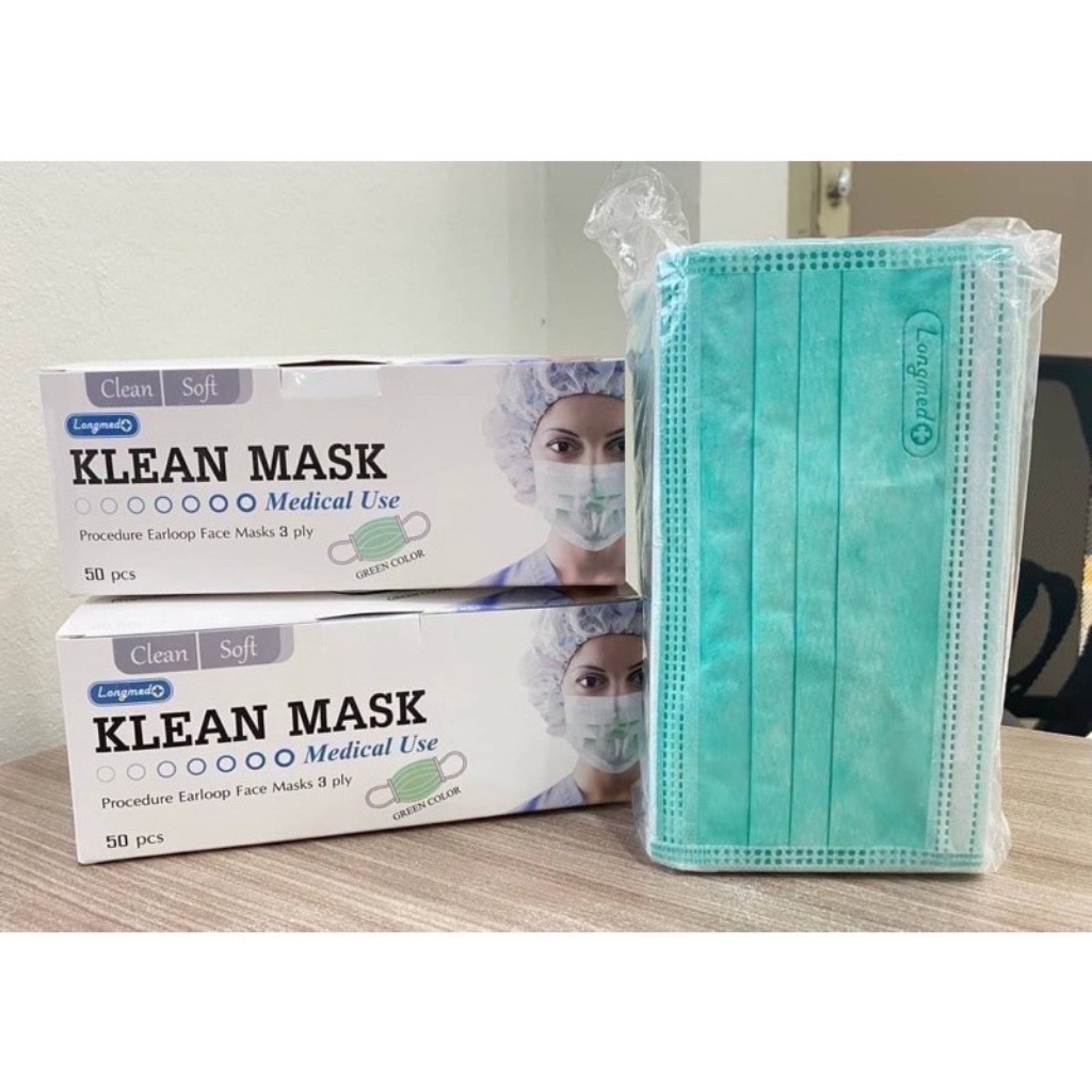 หน้ากากอนามัย หน้ากากอนามัยทางการแพทย์ LONGMED Klean Mask หน้ากากอนามัย 50 ชิ้น หน้ากากกันฝุ่น pm2.5 ผ้าปิดจมูก