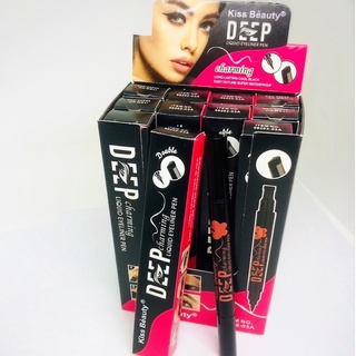 kiss Beauty NO.59202-03A2 in 1 อายไลเนอร์ กันน้ำ หัวใหญ่ อายไลเนอร์ชนิดน้ำกันน้ำ ติดทนนาน กันเหงื่อ ไม่เป็นคราบ