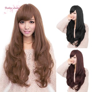 ❤FL❤ New Long Brown Curly Wavy Full Wigs Party Hair Cosplay Lolita Fashion Womens Wig