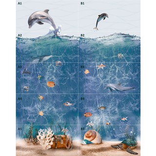 กระเบื้องผนังภาพชุด AQUA DOLPHIN SET 60X150*A (30X60CM/5 แผ่น/ชุด)