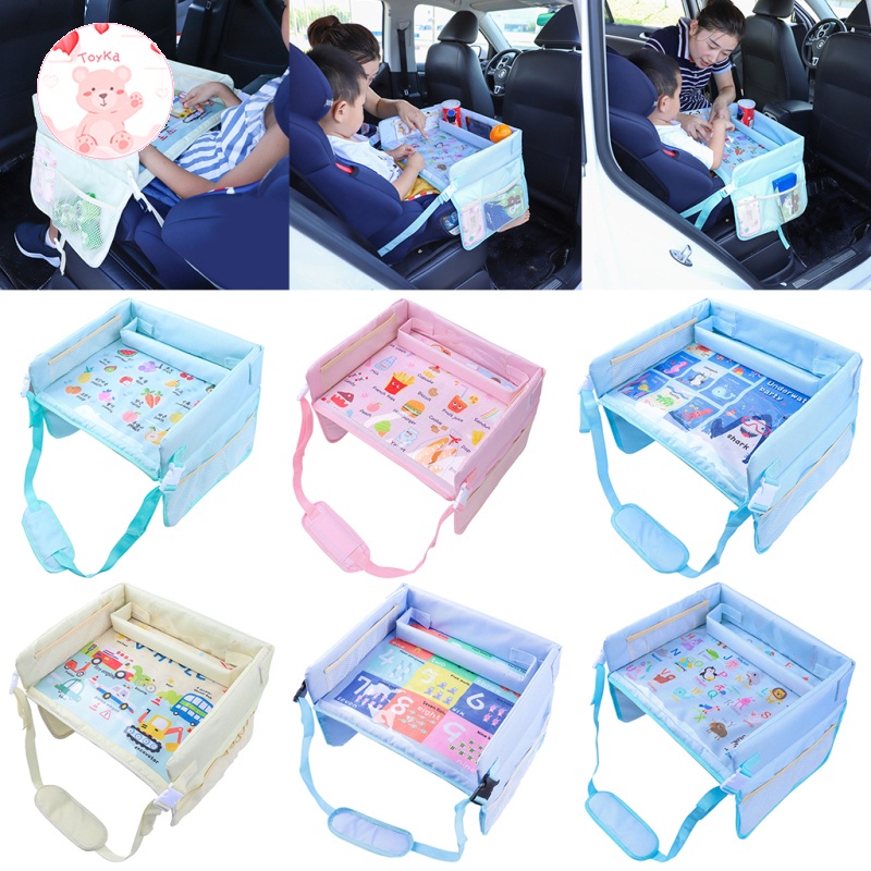 [whbadguy] ถาดเบาะรถยนต์สําหรับเด็กมัลติฟังก์ชั่น รถไฟเบาะรถยนต์แบบพับได้ แบบพกพา กระเป๋าเล่นเดินทาง คาร์ซีท โต๊ะเล่นเครื่องบิน