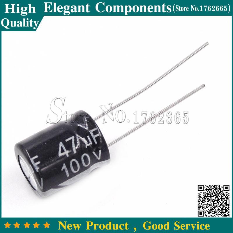 50PCS 100V 47UF 47UF 100V Electrolytic Capacitors Size 10*13mm 100 V / 47 UF Al