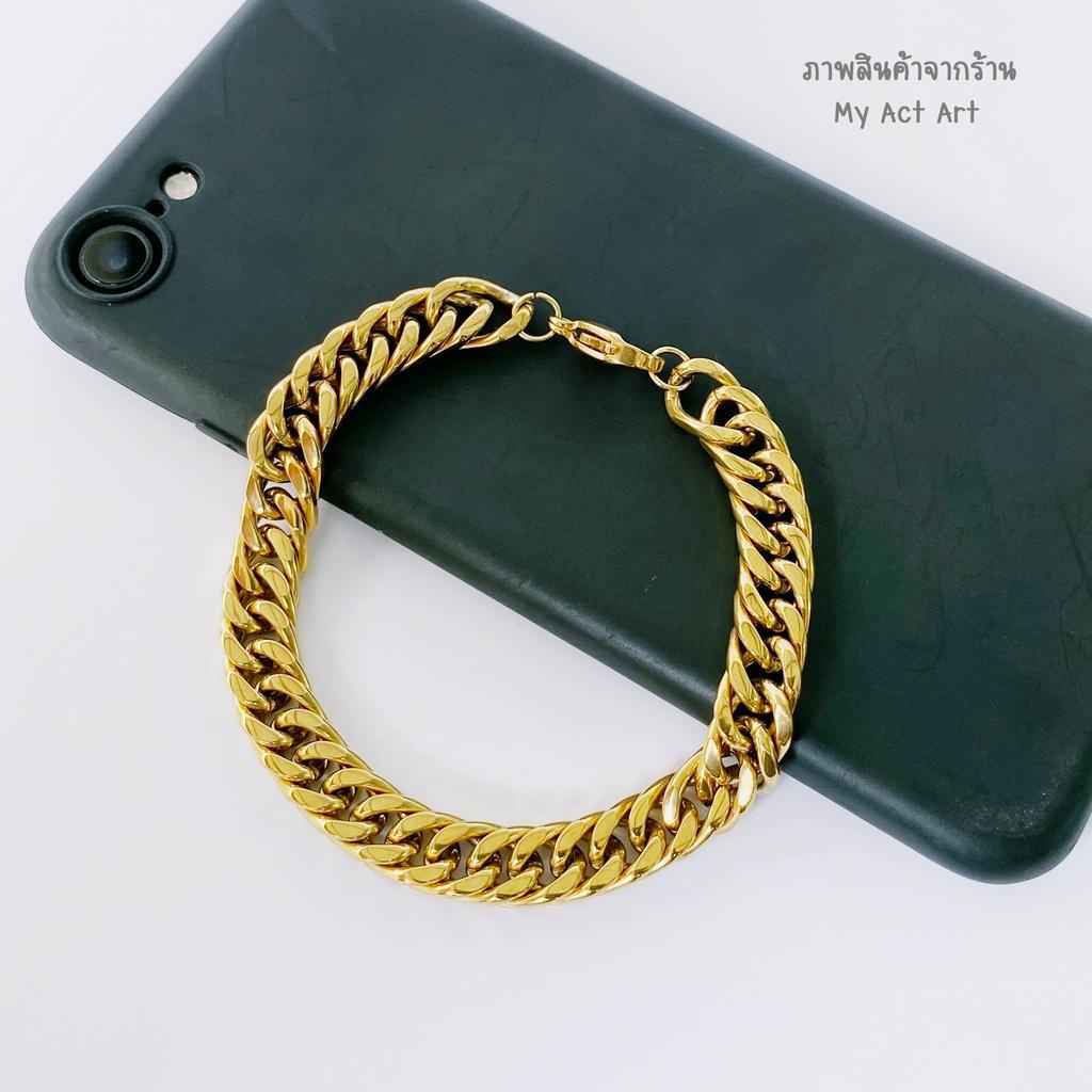 สร้อยข้อมือ สแตนเลส N2 6-10 mm เลสข้อมือ สร้อยข้อมือโซ่ สร้อยข้อมือแสตนเลสแท้ราคาถูก สีทอง - รูปที่ 2