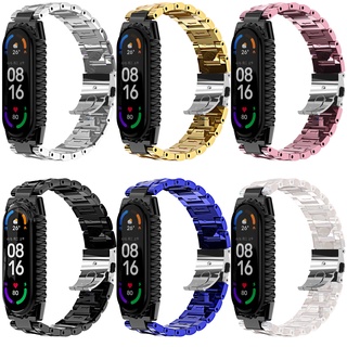 ใหม่ล่าสุด สายนาฬิกาข้อมือสเตนเลส โลหะ สําหรับ Xiaomi Mi Band 6 5 NFC Mi Band 4 Mi Band 3 Correa