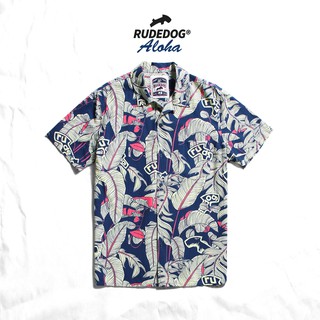 rudedog เสื้อเชิ๊ตแขนสั้น รุ่น Hawaii Aloha สีน้ำตาลเทา สีกรม ไซส์ M L