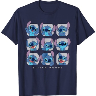 เสื้อยืดผ้าฝ้ายพรีเมี่ยม เสื้อยืด พิมพ์ลาย Disney Lilo and Stitch Moods