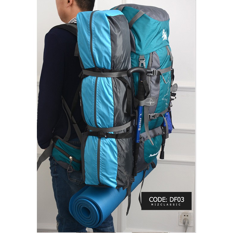 DF03 ขนาด 80+5 L (เสริมโครง)  รับน้ำหนัก ทนทาน คุณภาพเกรดพรีเมี่ยม เป้สะพายหลังขนาดใหญ่ เดินทาง 7-10 วัน คุ้มค่าที่สุด
