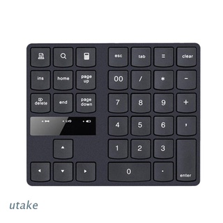 Utake 2.4G USB Wireless Numeric Keypad 35 Keys Charging Digital Keyboard Portable Laptop Computer Mini Numpad for Travel Home