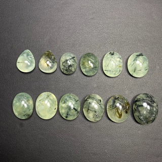 หินพรีไนท์ เจียรทรงหลังเบี้ย (Prehnite Cabochon)