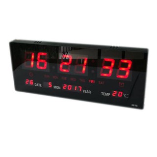 #ส่งฟรีเคอรี่ นาฬิกาดิจิตอลLED Number Clock แขวนผนัง รุ่น 3615 ขนาด 36X15X3CM (ตัวเลขสีแดง)