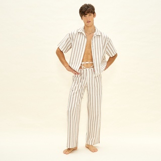 BALIBOY RESORTWEAR เสื้อเชิ้ตลินินแขนสั้น กางเกงขายาว / mocha