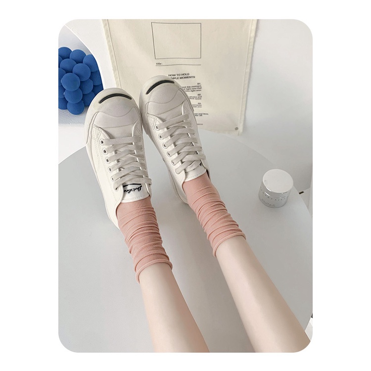 ถุงเท้าข้อกลาง สีโทนพาสเทล ผ้าเบาสบาย ไม่อับชื้น - รูปที่ 2