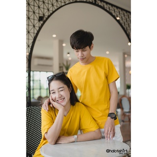 halotshirt เสื้อยืดสีพื้น เสื้อยืดสีพื้นผู้ชาย เสื้อยืดสีพื้นผู้หญิง เสื้อยืด เสื้อยืดแขนสั้น สีเหลืองมัสตาร์ด