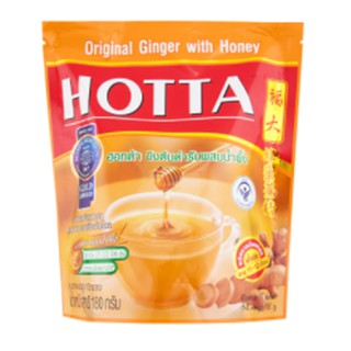 ฮอทต้าขิงผงสำเร็จรูปรสต้นตำรับผสมน้ำผึ้ง 18กรัม แพค10ซอง HOTTA Instant Ginger Powder Original Flavor Honey 18g.Pack 10