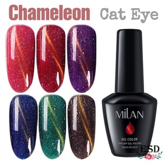 Milan สีทาเล็บเจล อบ UV เท่านั้น  สีแคทอาย Chameleon  Cat Eye  Color Series  Nail Gel Polish  ขนาด 15 ml.