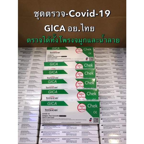 พร้อมส่ง ชุดตรวจโควิด ATK Gica 2in1 จมูกและน้ำลาย แบบไม้ยาว