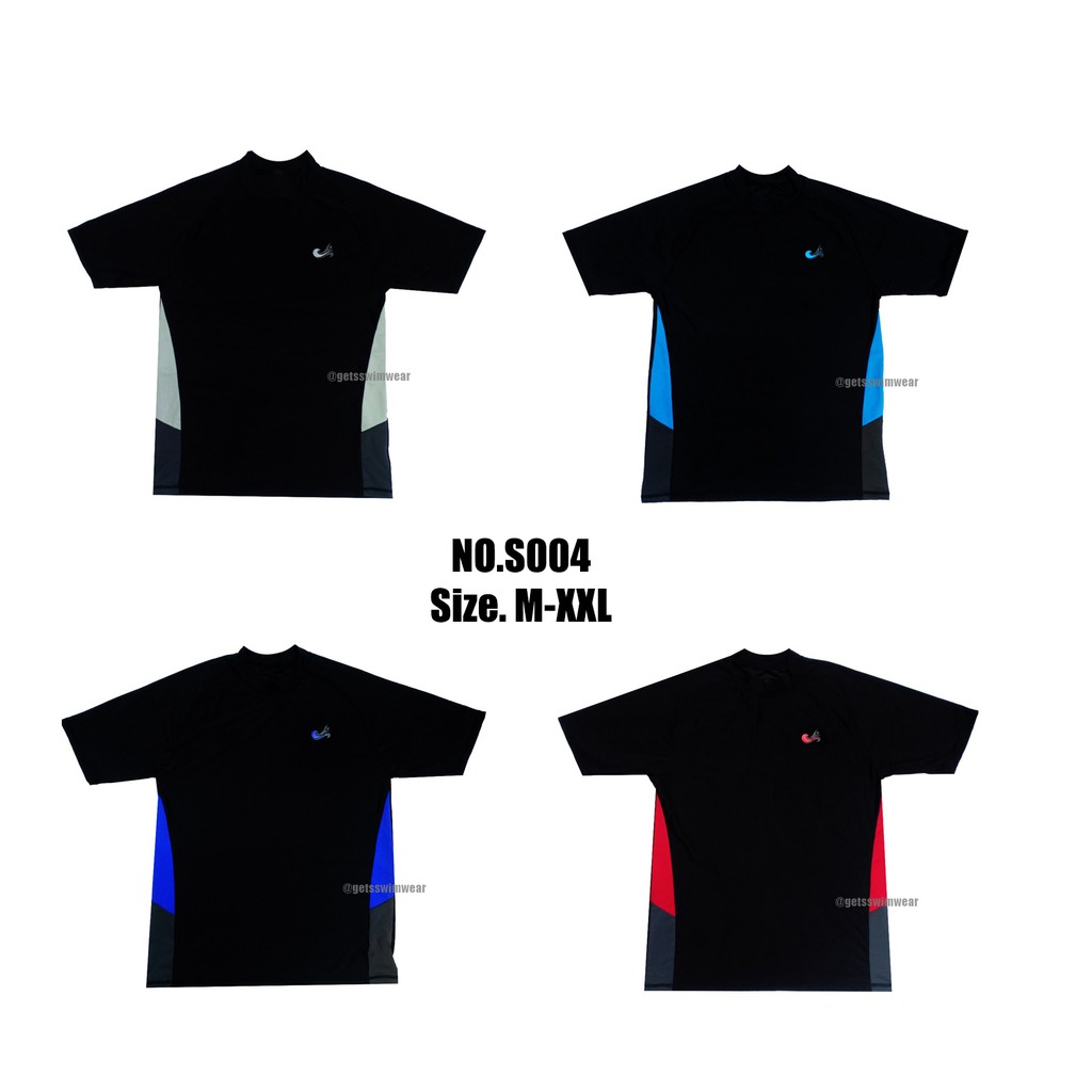 เสื้อว่ายน้ำชายแขนสั้น สกรีนหน้าอกลายใหม่ ไซส์ใหญ่พิเศษ รหัส S004 ใส่เล่นกีฬา ใส่วิ่ง ใส่ว่ายน้ำ