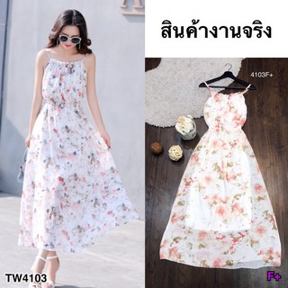 #4103 MaxiDress ชีฟองลายดอก