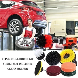 VANA 4/11Pcs เจาะ แปรงทำความสะอาด ชุด Power Scrubber สำหรับทำความสะอาด ห้องอาบน้ำ แปรงทำความสะอาดอ่างอาบน้ำ