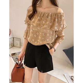 เสื้อปาดไหล่ผ้าชีฟอง สวยเซ็กซี่ เสื้อผ้าแฟชั่นผู้หญิง